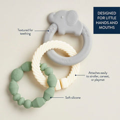 Itzy Ritzy Linkable Teething Ring Set, Elephant- ANB Baby