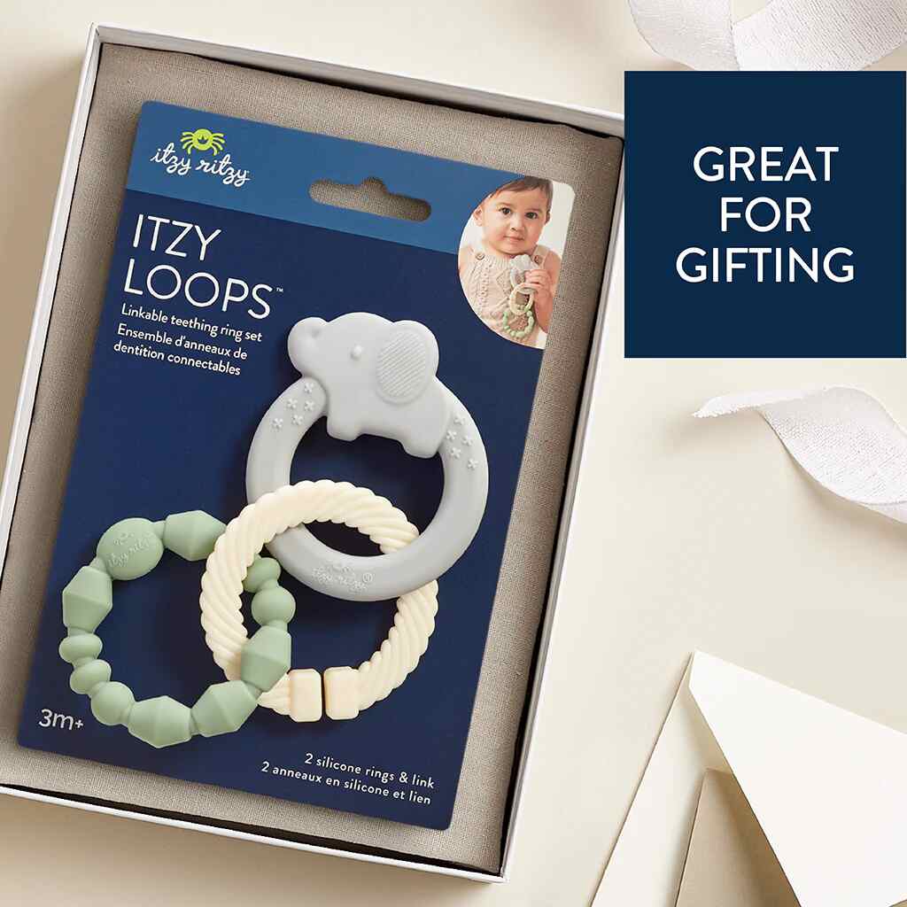 Itzy Ritzy Linkable Teething Ring Set, Elephant- ANB Baby