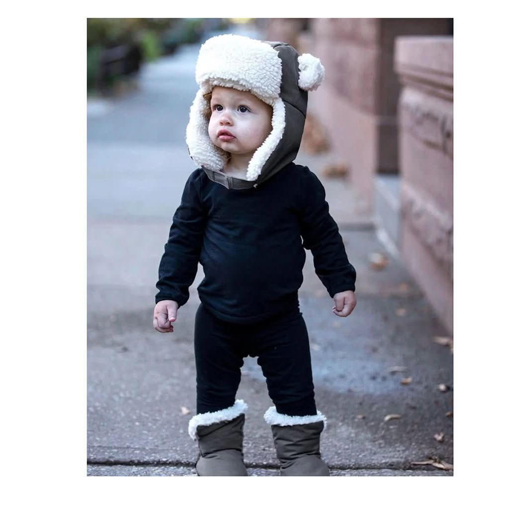 7 A.M. Enfant The Cub Mitten & Hat Set, Benji, Smokey Grey, ANB BABY