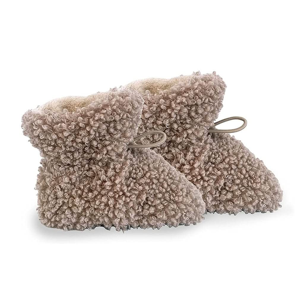 7AM Enfant Baby Booties Drawstring, Oatmeal Teddy, ANB BABY