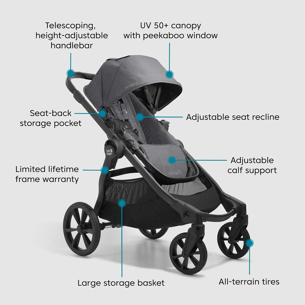 Baby Jogger City Select 2 Base Stroller-Radiant Slate_6 - ANB Baby