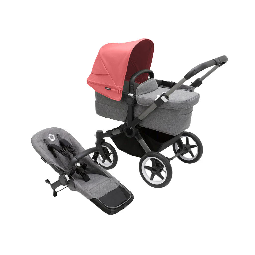 Bugaboo-Donkey-5-Mono-Complete-Stroller_-Black-Grey-Melange-Sunrise-Red - ANB Baby