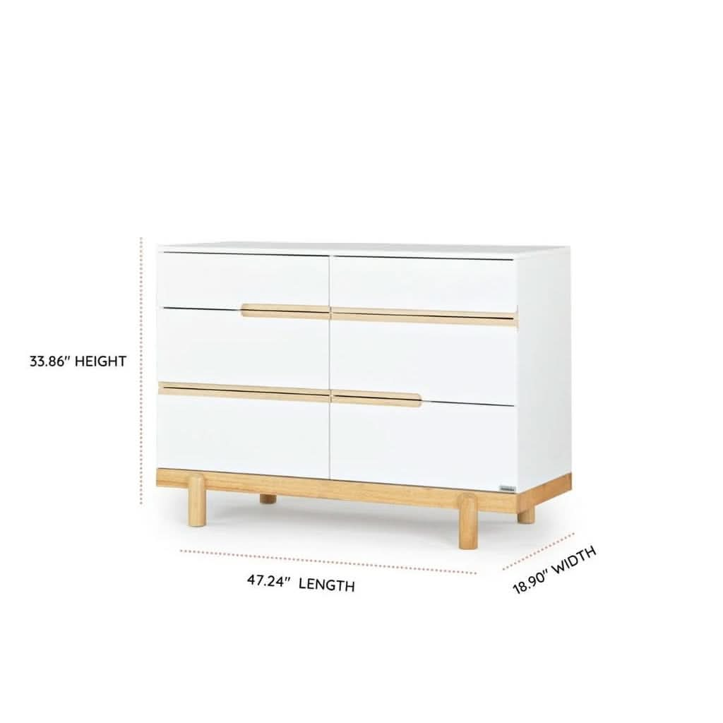 DaDaDa Bliss 6-Drawer Dresser, White Natural, Dimensions- ANB Baby