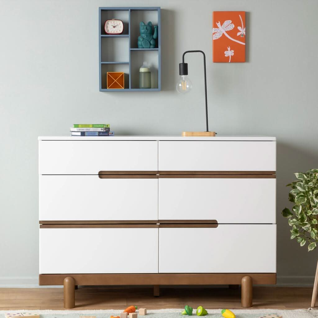 DaDaDa Bliss 6-Drawer Dresser, White Walnut, Lifestyle 1- ANB Baby