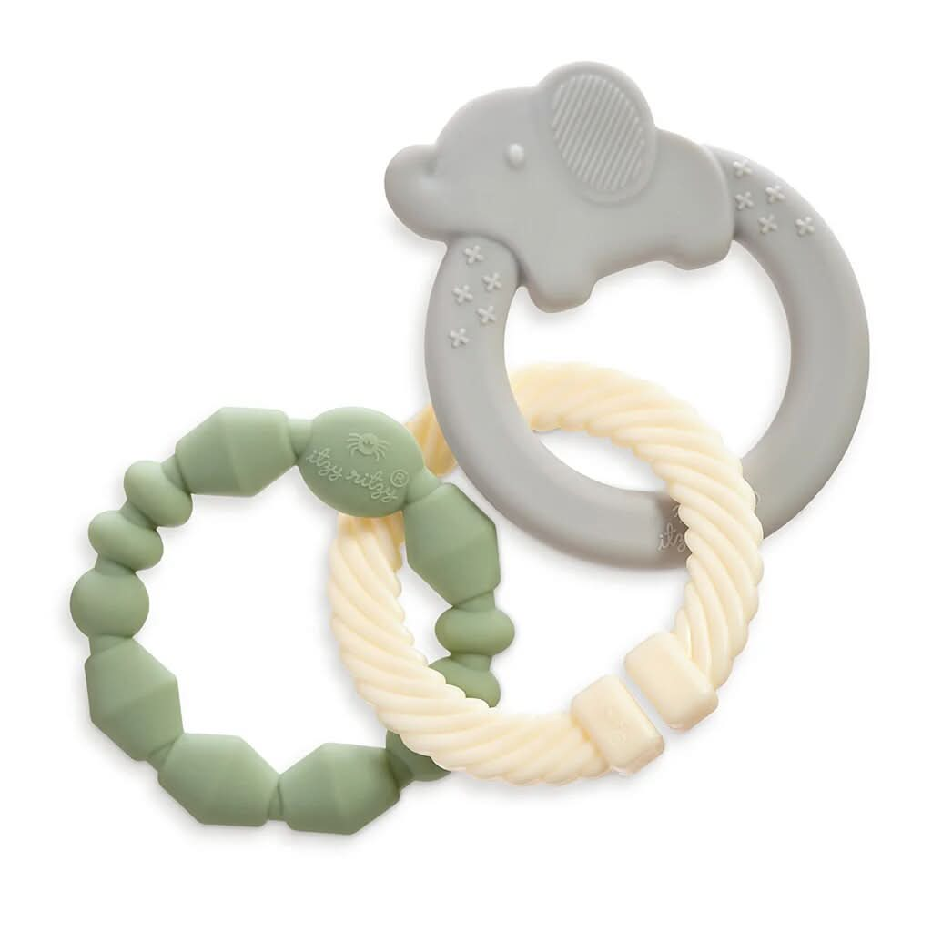 Itzy Ritzy Linkable Teething Ring Set, Elephant- ANB Baby