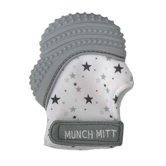 Munch Mitt Teething Mitten, Grey Stars - ANB BABY