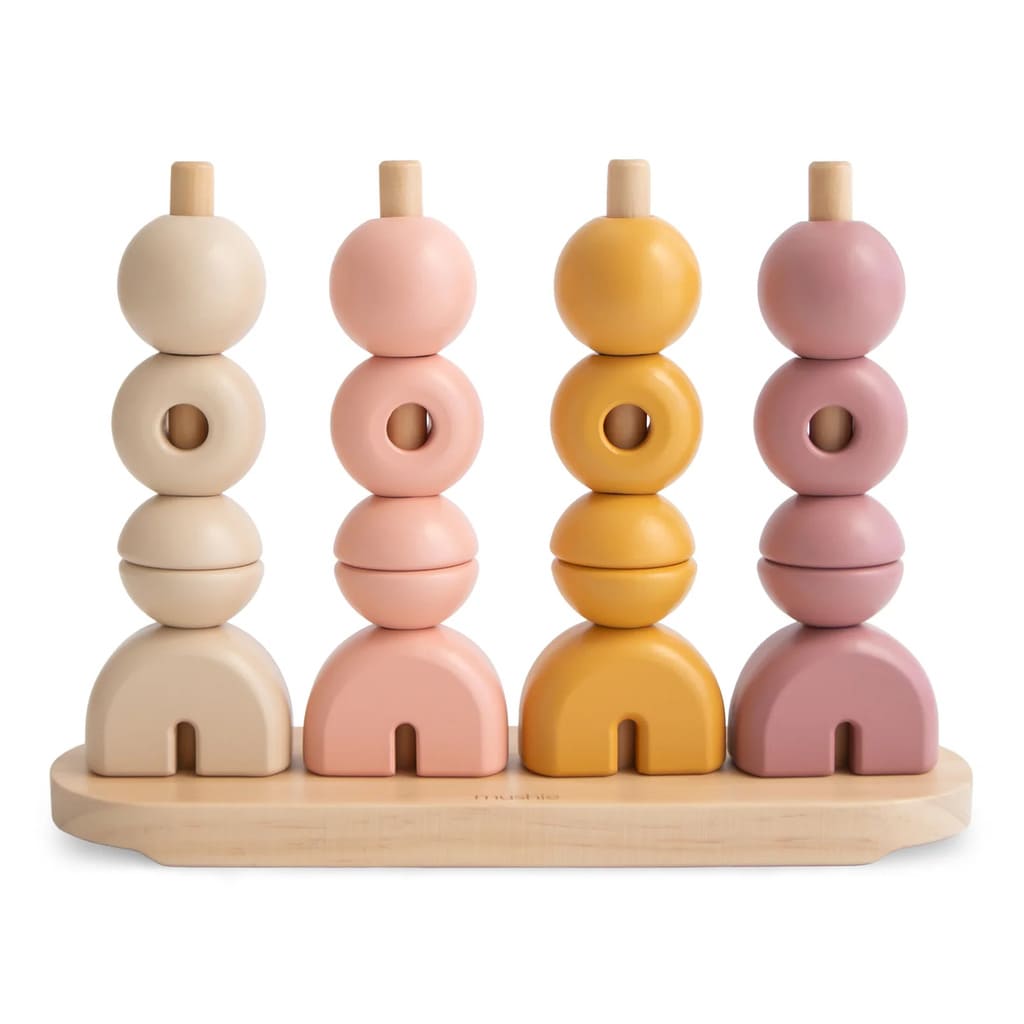 Mushie Wooden Multi Shape Stacker, Sunrise, Main - ANB Baby