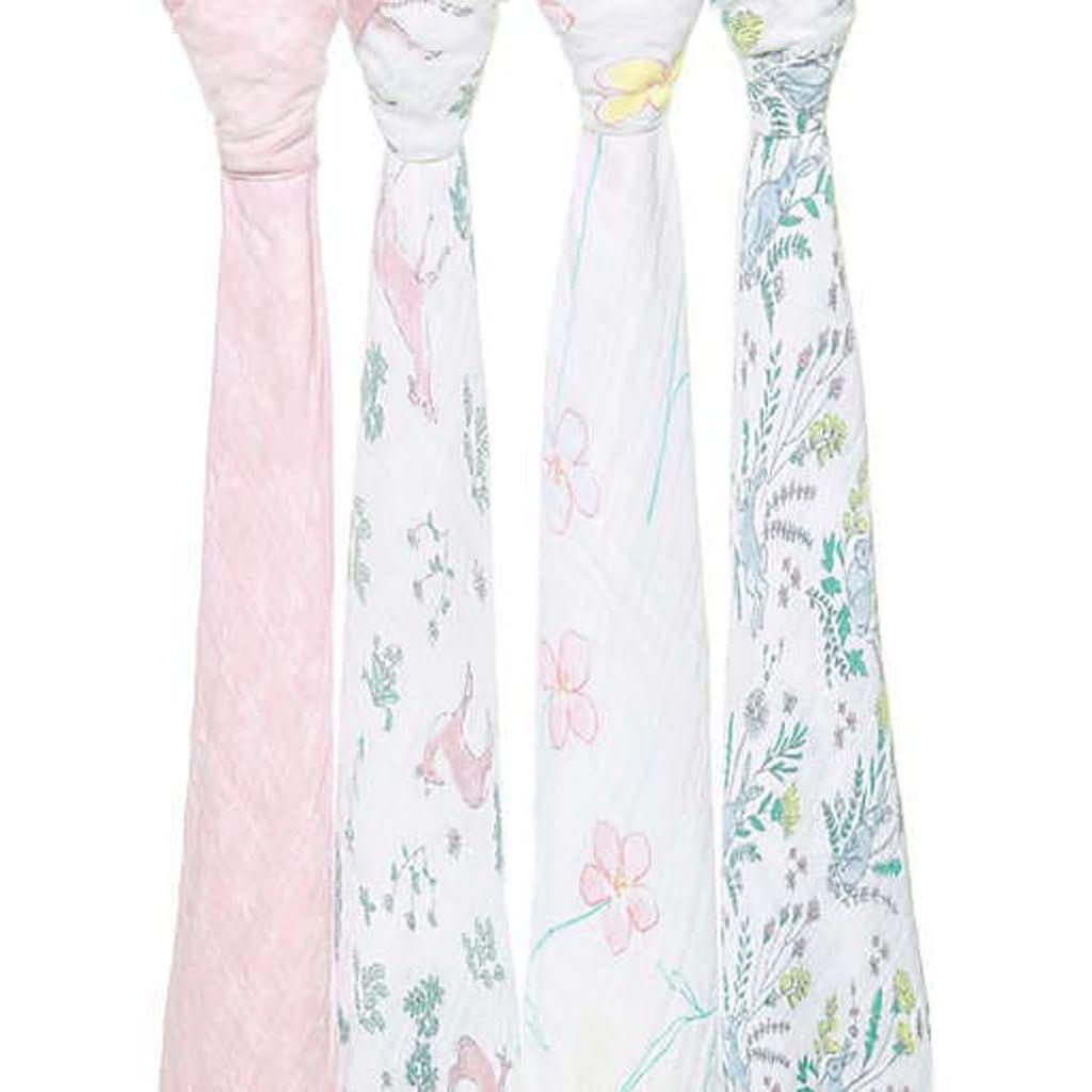 Aden & Anais Infant Boutique Classic Swaddle Blankets, Forest Fantasy, 4 - pack, ANB BABY