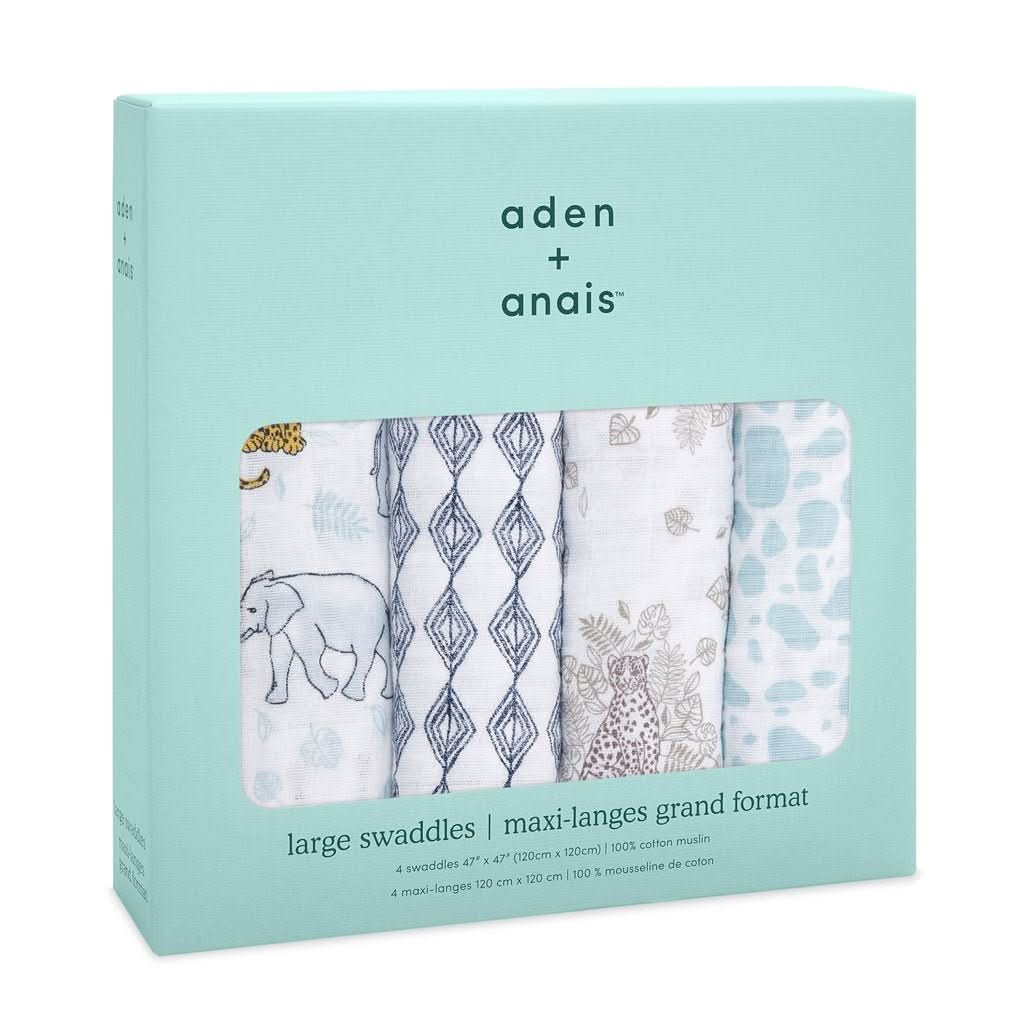 Aden & Anais Infant Boutique Classic Swaddle Blankets, Jungle, 4 - pack, ANB BABY