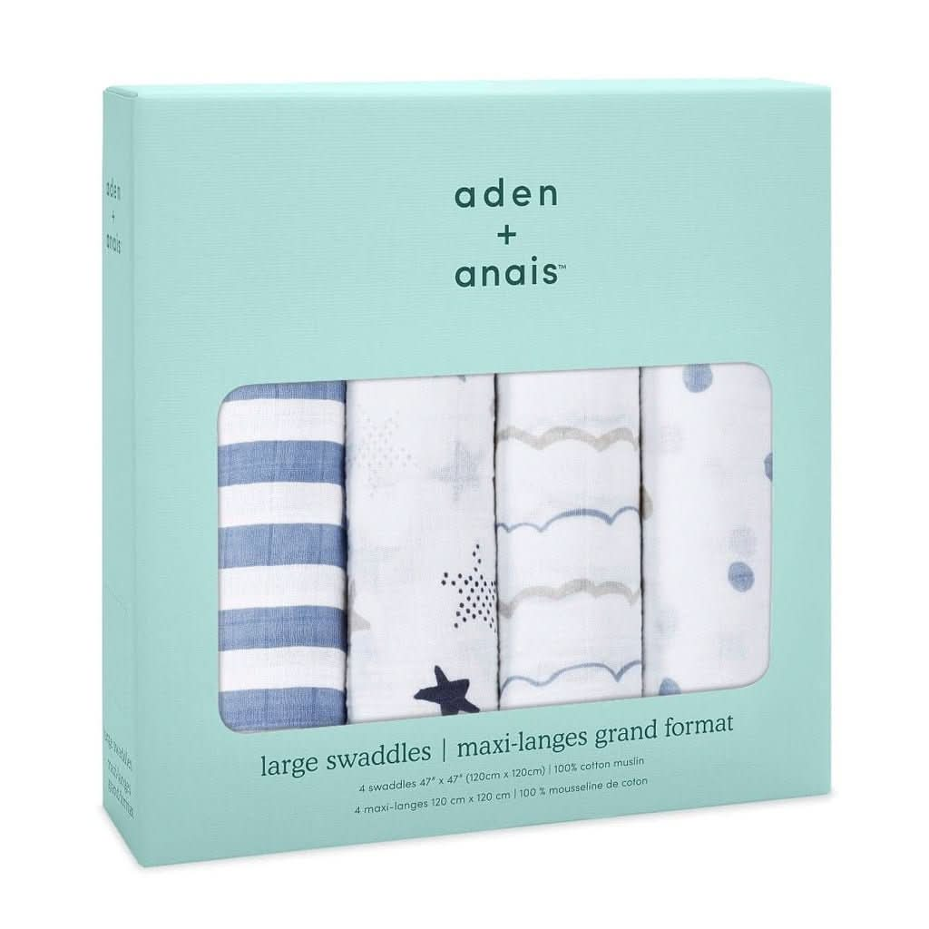 Aden & Anais Infant Boutique Classic Swaddle Blankets, Rock Star, 4 - pack, ANB BABY