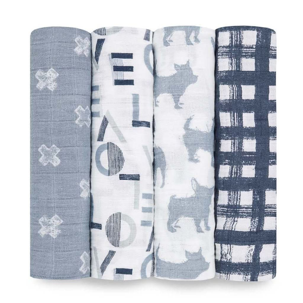 Aden & Anais Infant Boutique Classic Swaddle Blankets, Waverly, 4 - pack, ANB BABY