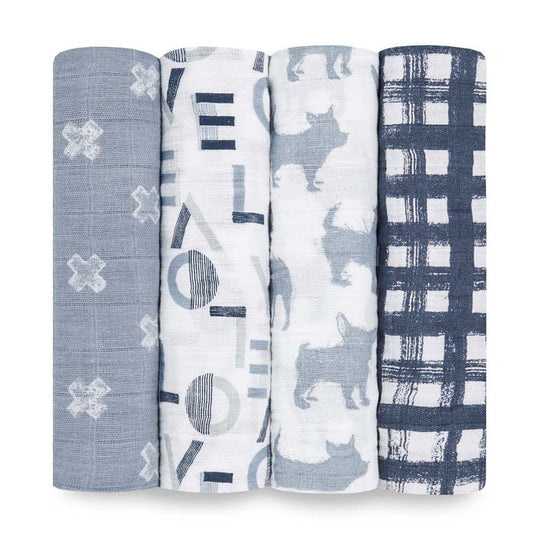 Aden & Anais Infant Boutique Classic Swaddle Blankets, Waverly, 4 - pack, ANB BABY