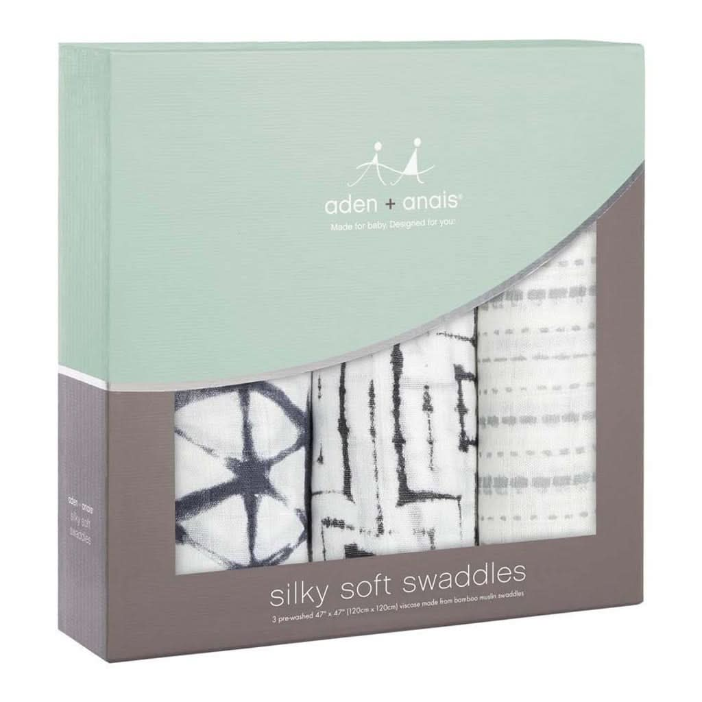 Aden & Anais Infant Boutique Silky Soft Swaddle Blankets, Pebble Shibori 3 - pack, ANB BABY