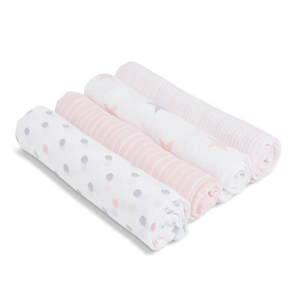 Aden & Anais Infant Essentials Muslin Swaddle Blankets, Doll, 4 - pack, ANB BABY