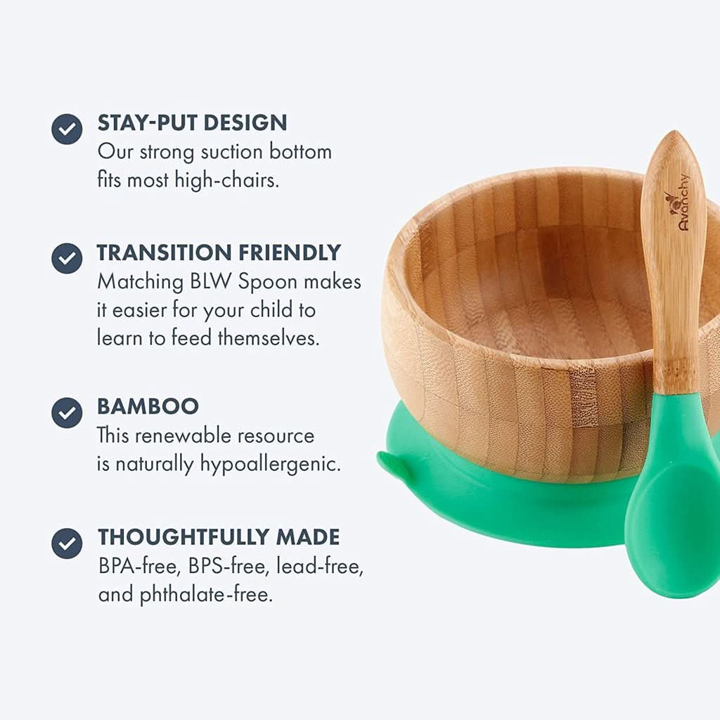 Avanchy Baby Bamboo Stay Put Suction Bowl + Spoon, ANB BABY