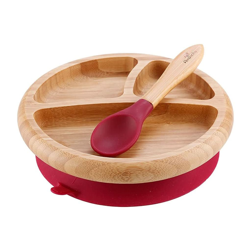 Avanchy Baby Bamboo Stay Put Suction Plate + Spoon, ANB BABY