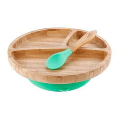 Avanchy Toddler Bamboo Stay Put Suction Plate + Spoon, ANB BABY