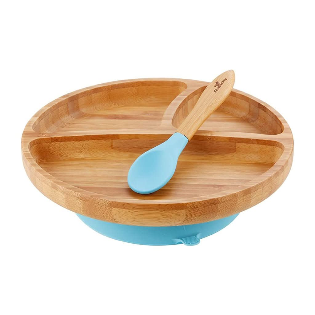 Avanchy Toddler Bamboo Stay Put Suction Plate + Spoon, ANB BABY