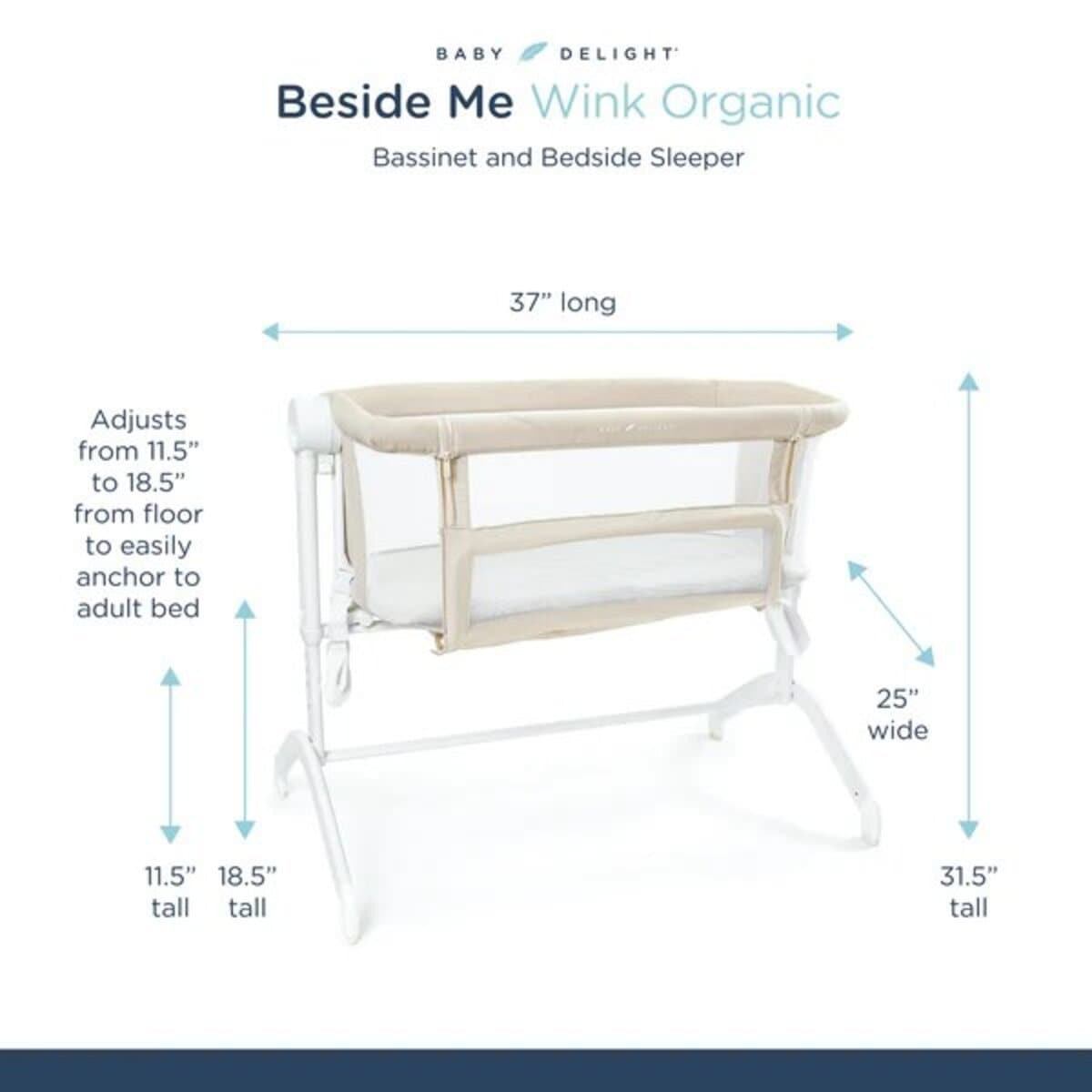 Baby Delight Beside Me Wink Organic Bassinet & Bedside Sleeper, 819956000305 - ANB Baby