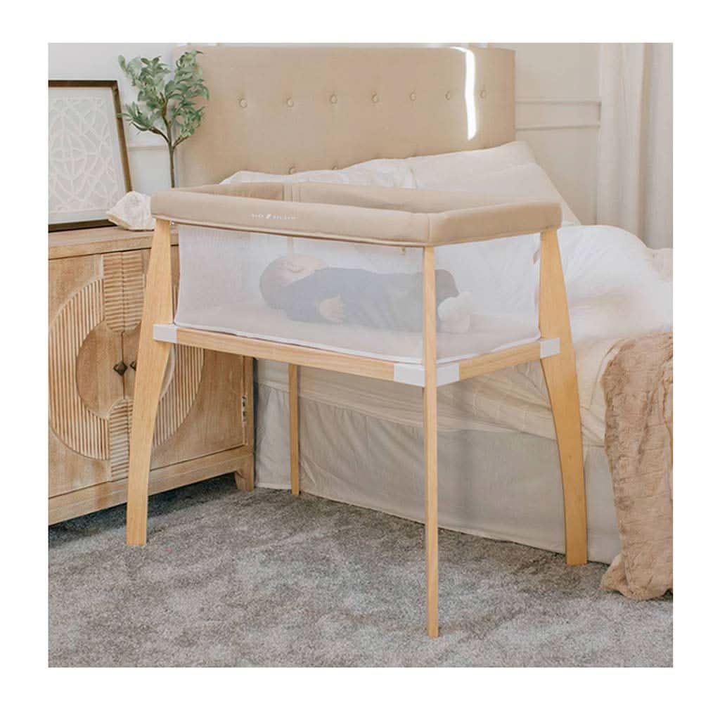 Baby Delight Heirloom Willow Organic Wood Bassinet, Organic Oat, ANB BABY