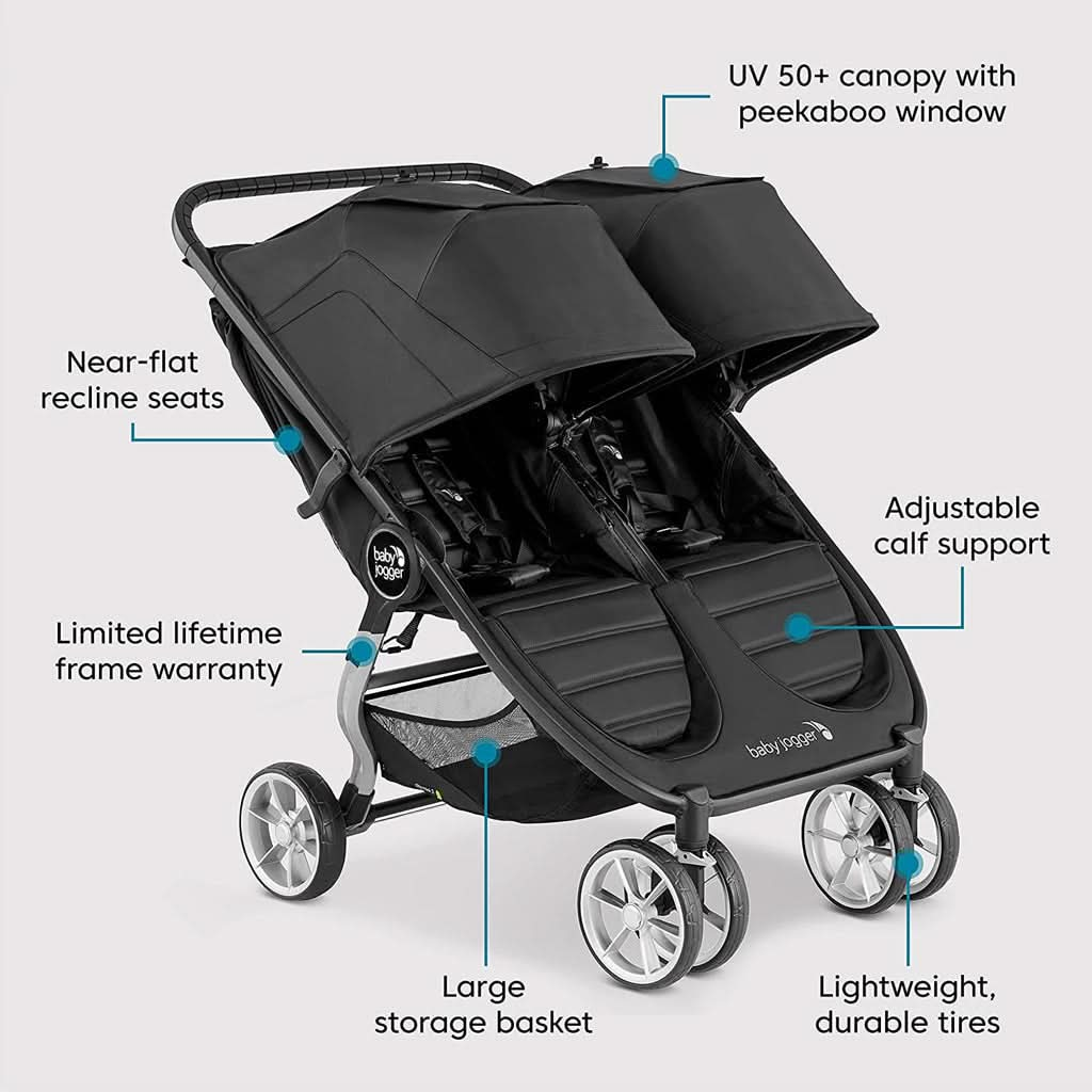 Baby Jogger City Mini 2 Double Baby Stroller, Jet, ANB BABY