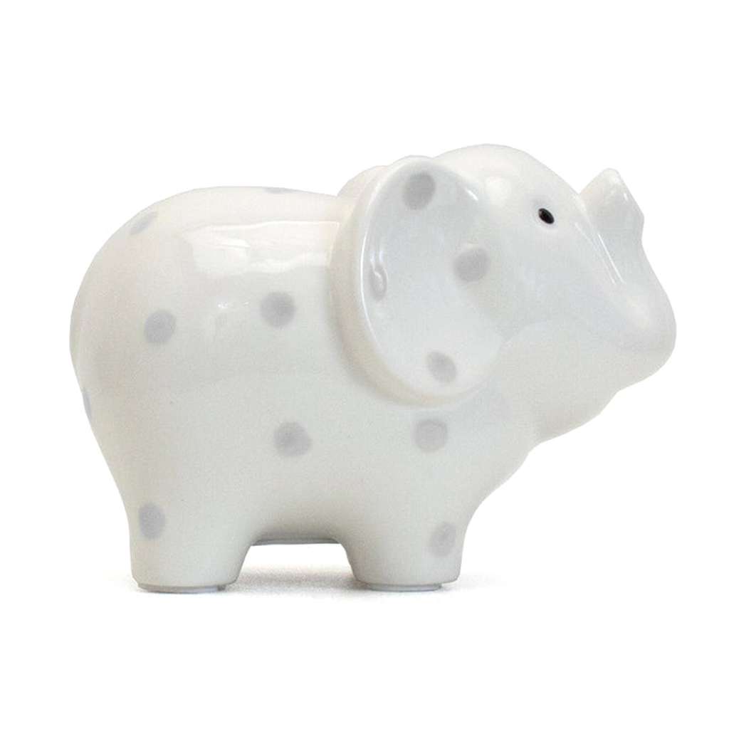 Child to Cherish White with Grey Polka Dots Elephant Bank, ANB BABY