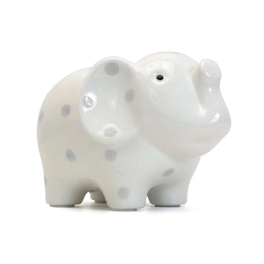 Child to Cherish White with Grey Polka Dots Elephant Bank, ANB BABY