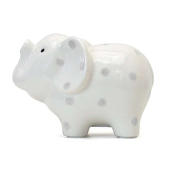 Child to Cherish White with Grey Polka Dots Elephant Bank, ANB BABY