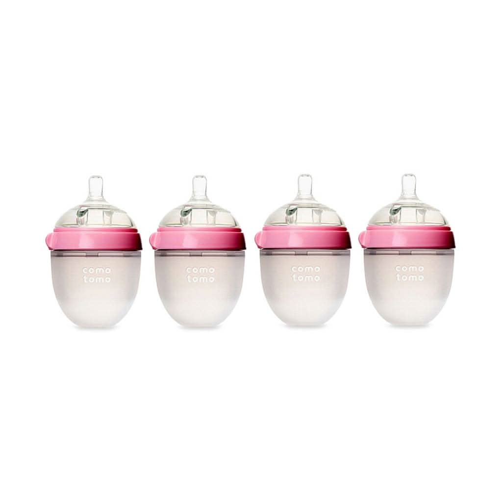 Comotomo Baby Bottle 5 - Ounce/150 ml Kit, Pink, Pack of 4, ANB BABY