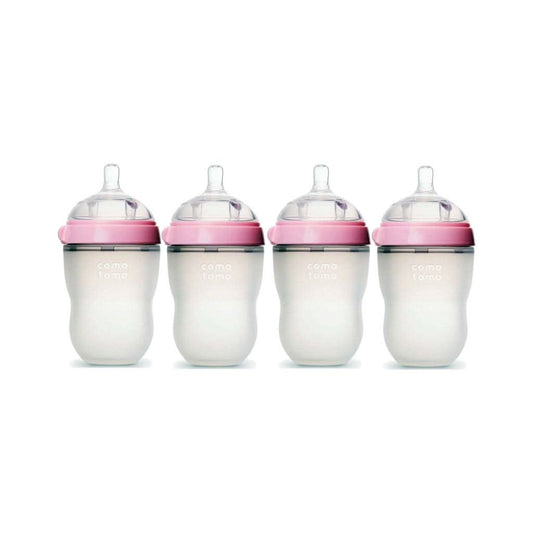 Comotomo Baby Bottle 8 Ounce/250 ml Kit, Pink, Pack of 4, ANB BABY