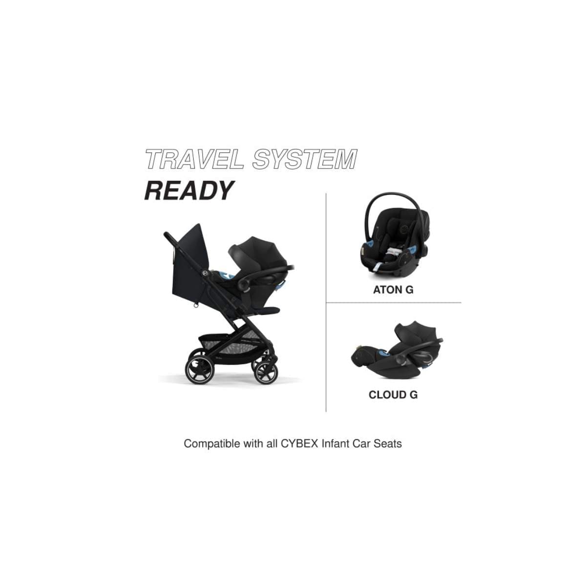 Cybex Beezy 2 Lightweight Stroller, Black Frame with Magic Black Seat, 4063846450695 | ANB BABY