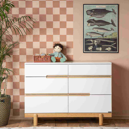 DaDaDa Bliss 6-Drawer Dresser, White / Natural, 7290019952084 -- ANB Baby