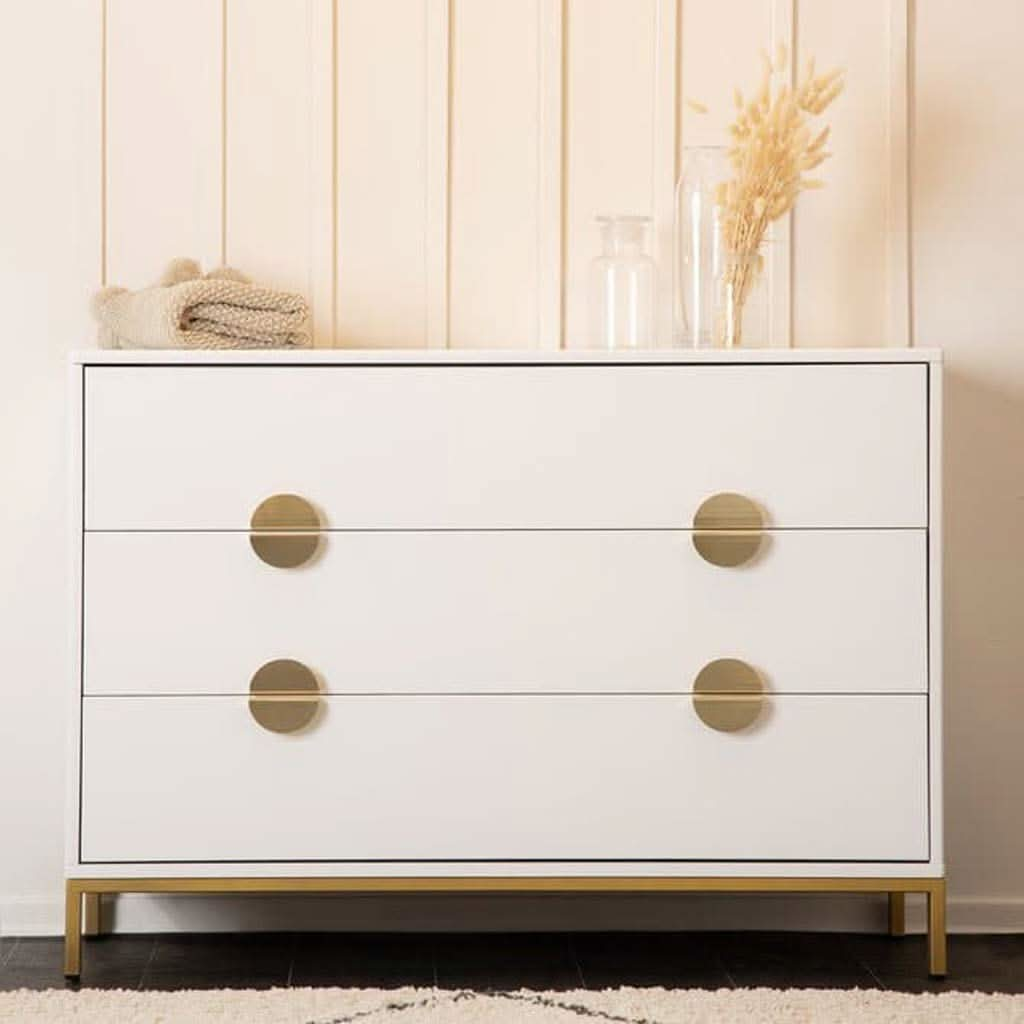 DaDaDa Chicago 3 - Drawer Dresser, White / Gold, ANB BABY