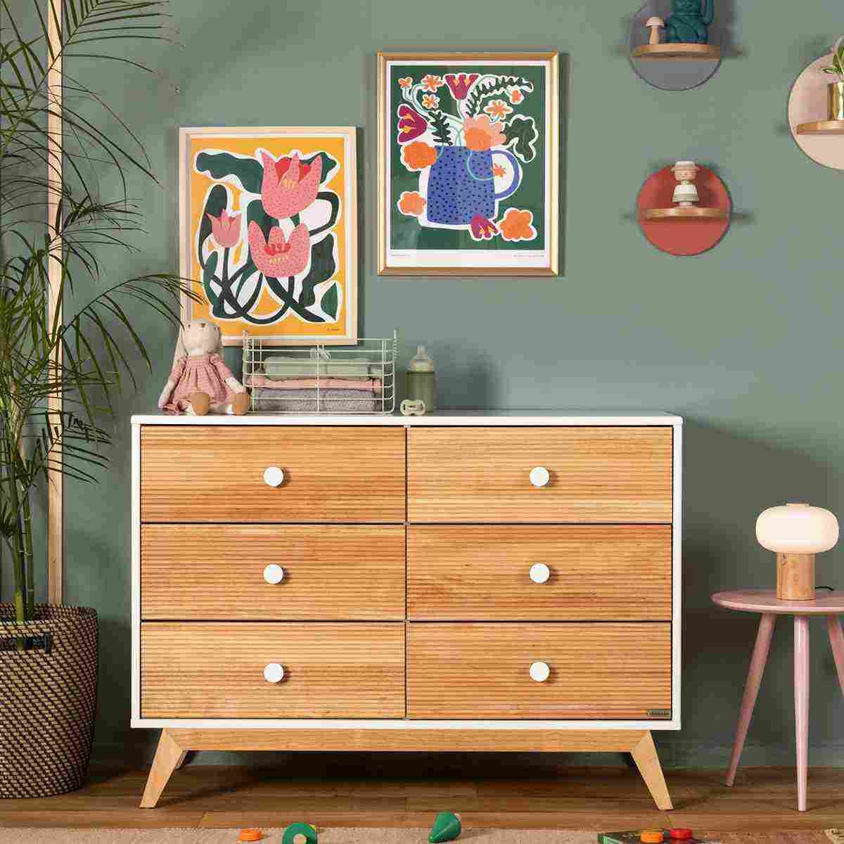 DaDaDa Merry 6-Drawer Dresser, White/Natural, 7290019952152 -- ANB Baby