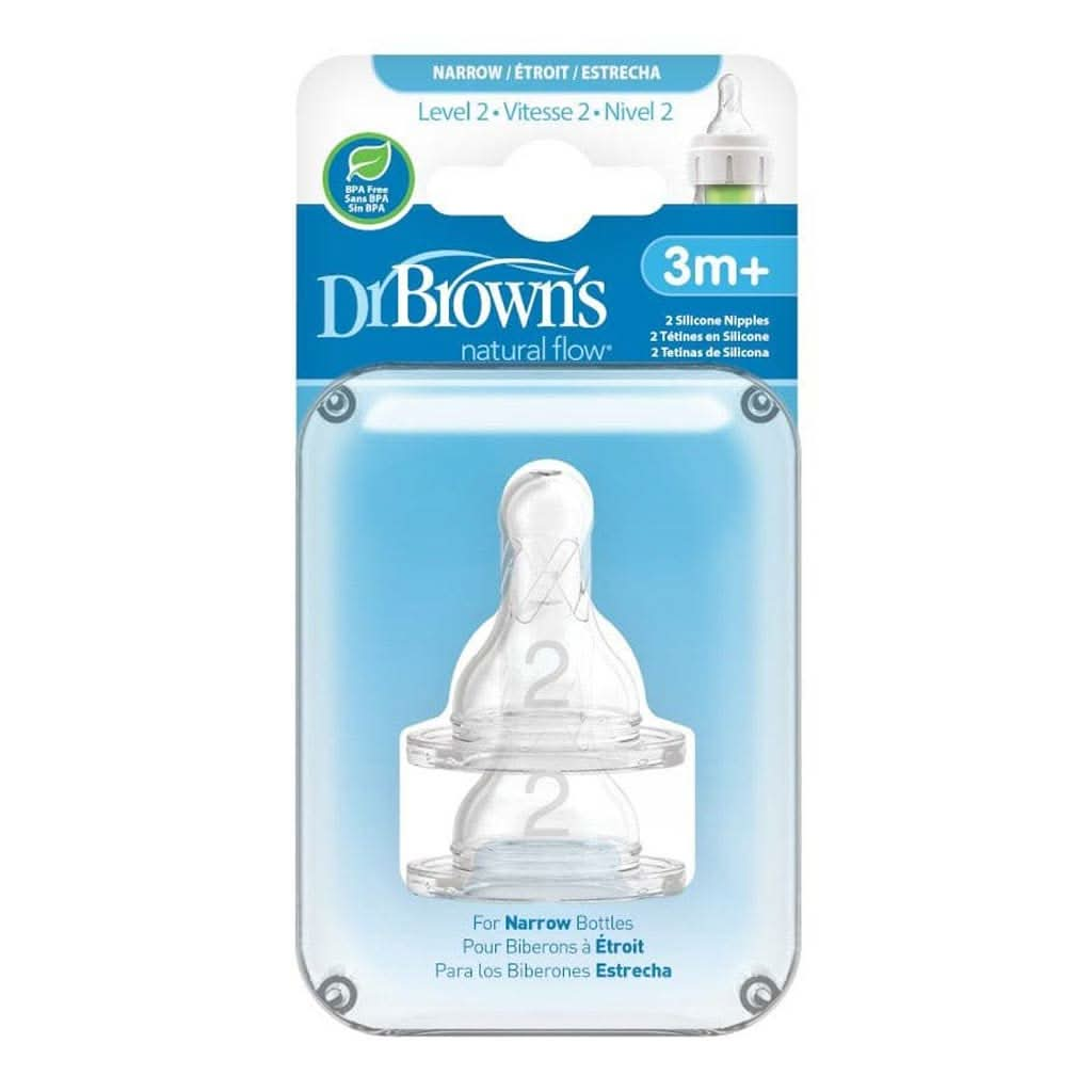 Dr. Brown's Different Level Silicone Narrow Nipple, 2 - Pack, ANB BABY