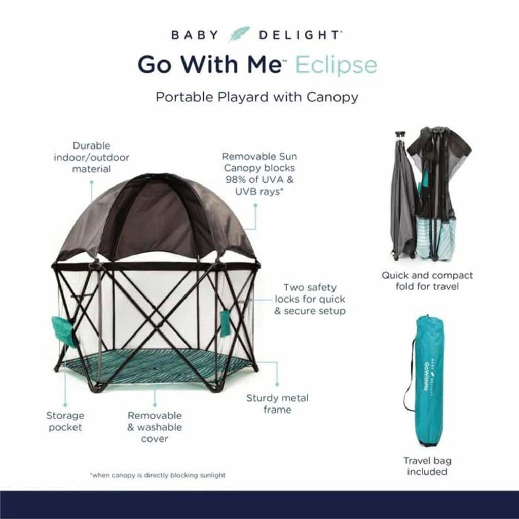 Go With Me Eclipse Portable Playard with Canopy, Watercolor Stripe, ANB BABY