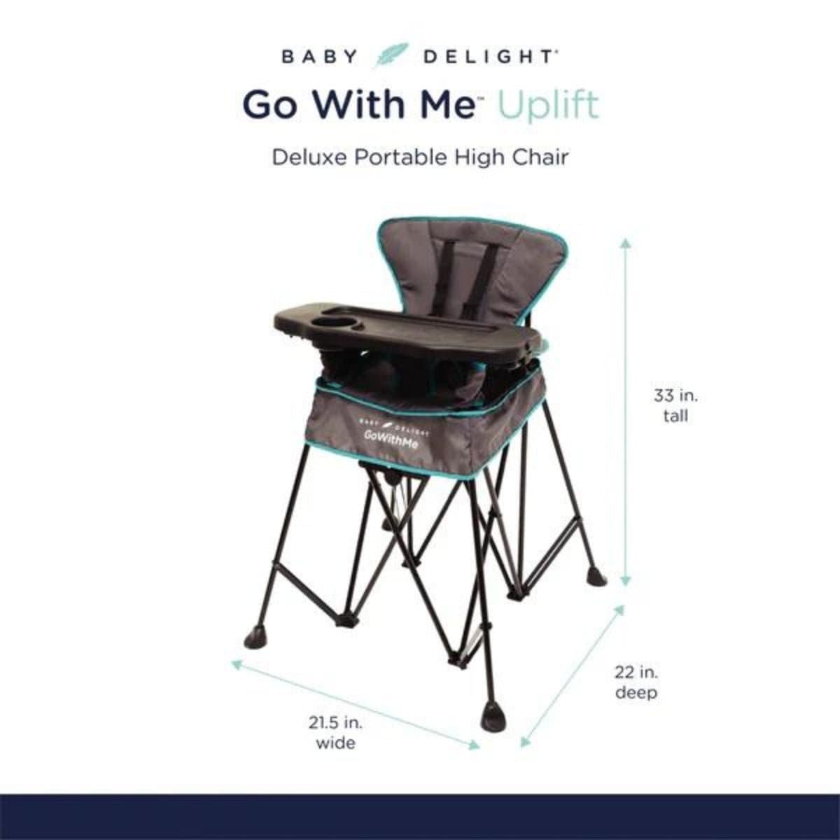 Go With Me Uplift Deluxe Portable High Chair, Grey / Teal, 819956000527 - ANB Baby