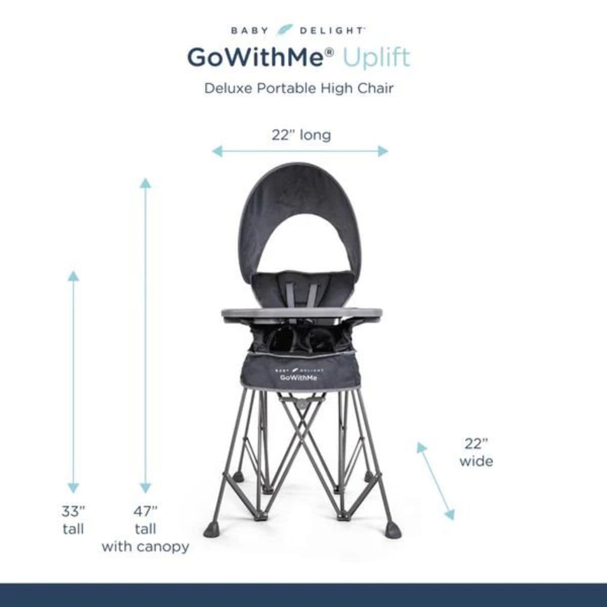 Go With Me Uplift Deluxe Portable High Chair with Canopy, 819956001517 - ANB Baby