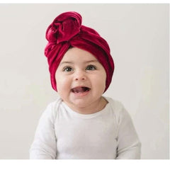 Golden Dot Lane Ribbed Velvet Bun Baby Turban, ANB BABY