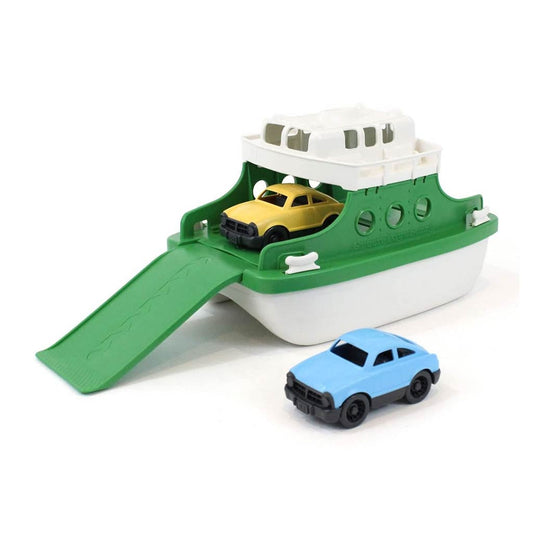 Green Toys Ferry Boat with Mini Cars Bathtub Toy, Green/White, ANB BABY