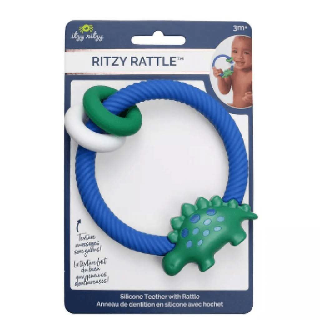 Itzy Ritzy Silicone Teether with Rattle, Dinosaur, ANB BABY