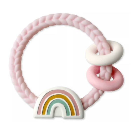 Itzy Ritzy Silicone Teether with Rattle, Pink Rainbow, ANB BABY