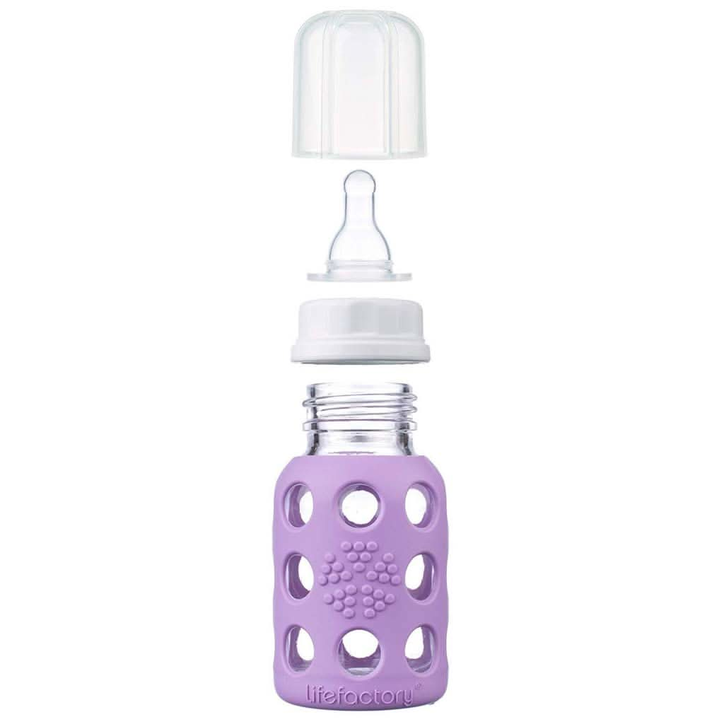 Life Factory Glass Baby Bottle Lavender, 4 oz., ANB BABY