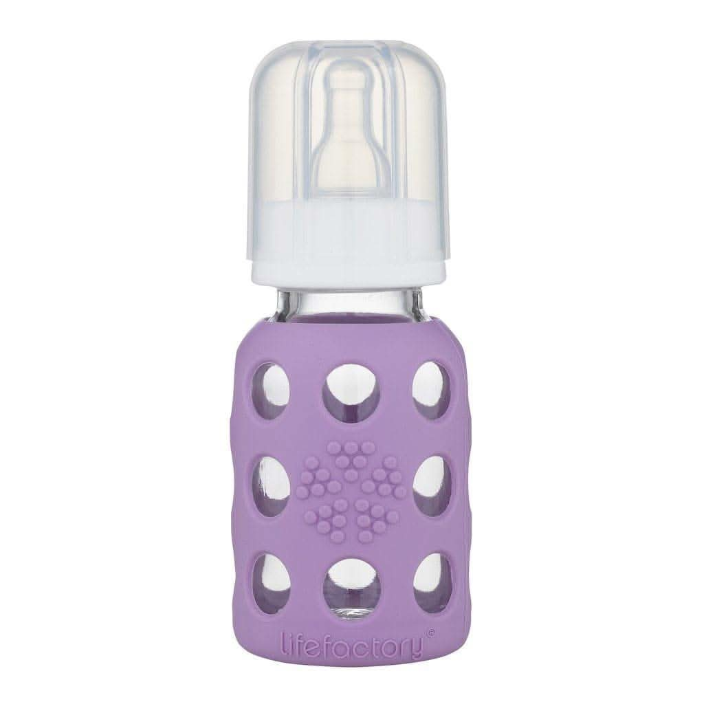 Life Factory Glass Baby Bottle Lavender, 4 oz., ANB BABY