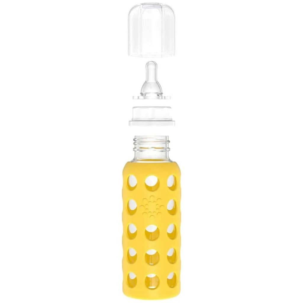 Lifefactory 9 - Ounce Glass Baby Bottle with Stage 1 Nipple, Stopper and Cap, ANB BABY