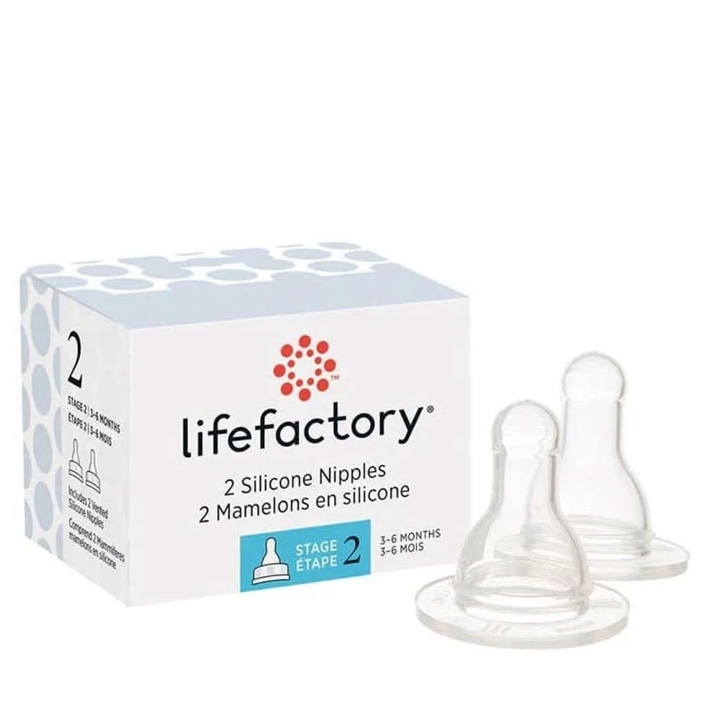 Lifefactory Stage 2 Baby Bottle Nipple for 4 - Ounce and 9 - Ounce, Clear, Pack of 2, ANB BABY