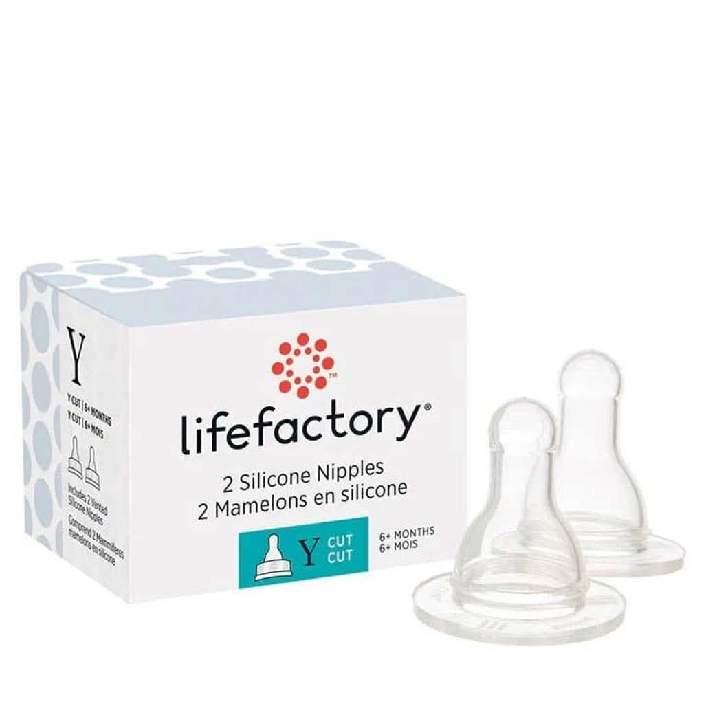 Lifefactory Stage 2 Y - Cut Silicone Nipples for 4 - Ounce and 9 - Ounce, Clear, Pack of 2, ANB BABY