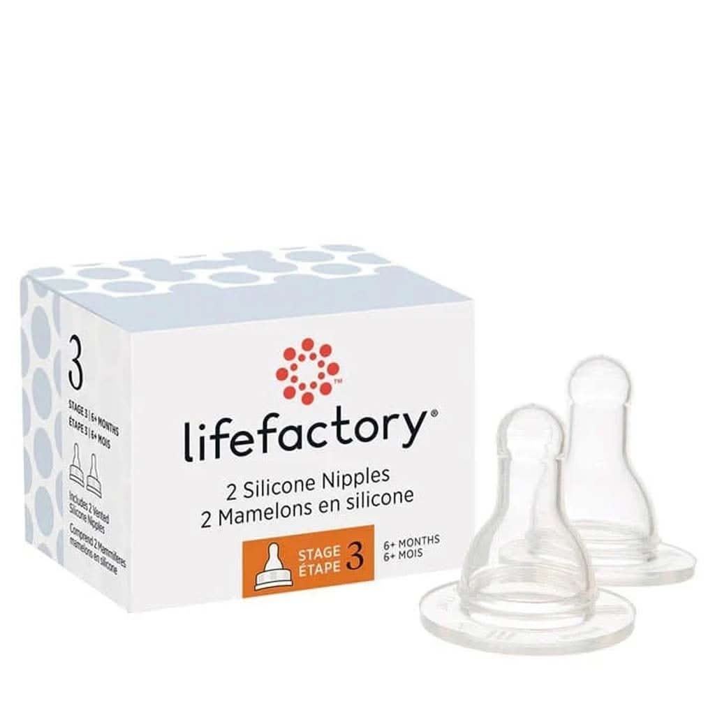 Lifefactory Stage 3 Baby Bottle Nipple for 4 - Ounce and 9 - Ounce, Clear, Pack of 2, ANB BABY