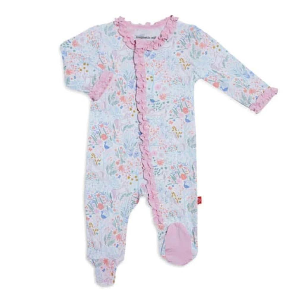 Magnetic Me Blue / Pink Pixie Pines Ruffle Magnetic Footie, ANB BABY