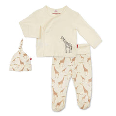 Magnetic Me Cream Jolie Giraffe Organic Cotton Magnetic 3 piece Kimono Set, ANB BABY